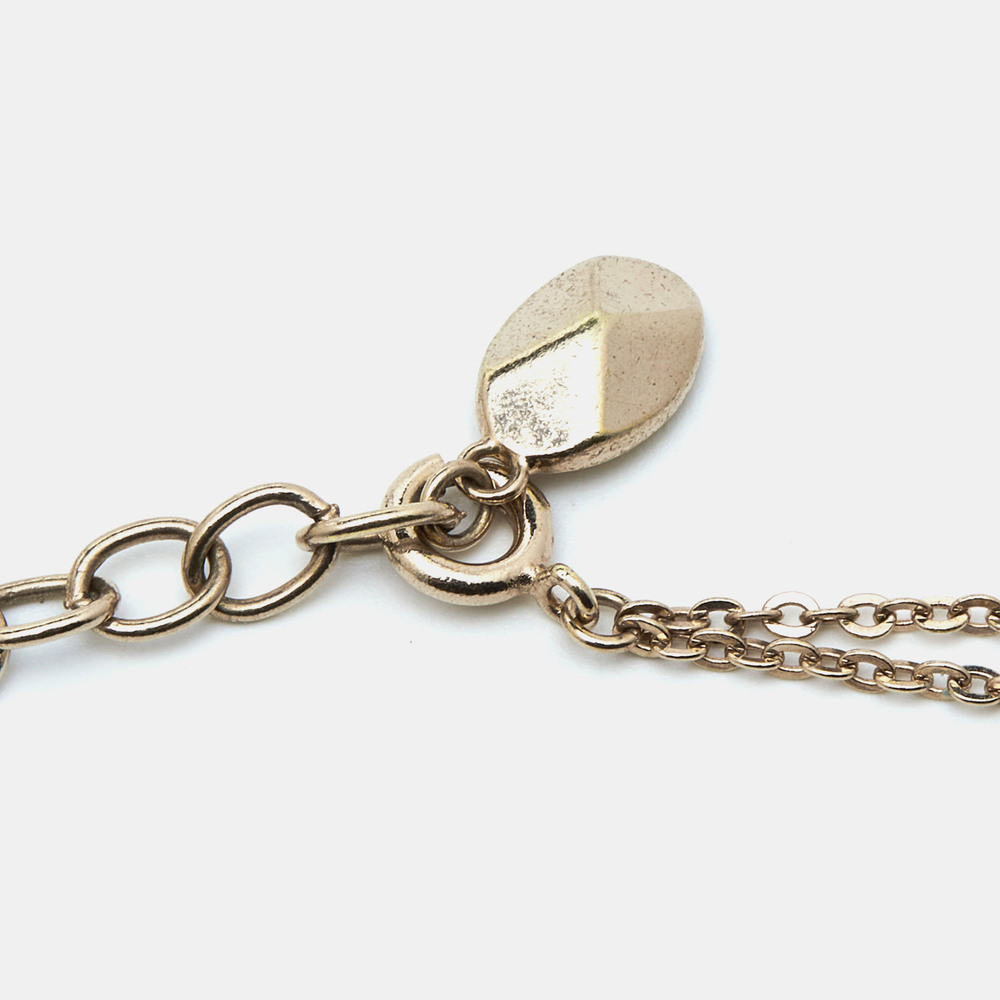 DIOR Pink Crystal Oblique Charm Double Chain Bracelet - Picture 6 of 8
